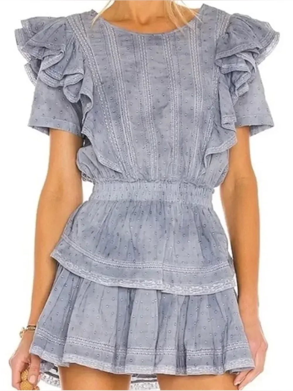 LoveShackFancy Natasha Heritage Blue Mini Dress